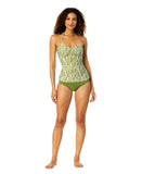 Anne Cole Modern Twist-Front Bandeaukini Swim Top Sierra Woodblock Green L