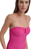 DKNY Textured Shirred One-Piece Swimsuit DIMMS605 Wildberry Pink XL