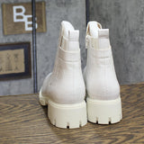 Journee Collection Foam Inside Zip Block Heel Booties Ivory Off White 9.5M