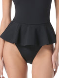 Vince Camuto Womens High Neck Skirted One Piece Swimsuit V1T978 Black 4