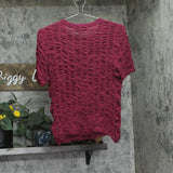 DKNY Womens Lightweight Textured Top P52SAW83 Beet Red M