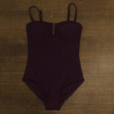 DKNY Womens Shirred One-Piece Swimsuit Textured DIMMS605 Port Textured Purple M