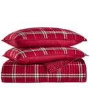 Charter Club Brushed Cotton Plaid 3-Pc. Quilt Set 100214894KG Red Combo King