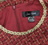 Jessica Howard Petite Tweed Embellished Neckline Shift Cocktail Dress Red 10P