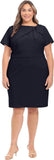 London Times Women's Plus Size Polished Sheath Dress T6600W Navy Blue 22W