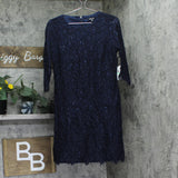 Kensie Womens Half Sleeve Lace Sheath Dress KDLN0805 Navy Blue 8
