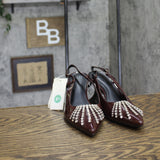 A New Day Serafina Rhinestone Slingback Heels 94661787 Burgundy Red 9.5M