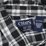 Chaps Mens Easy Care Long Sleeve Button Up Pocket 166c1dc1991c96 Black Plaid XL