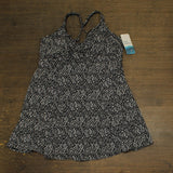 Swim Solutions Womens Abstract Bow Swimdress One Piece Swimsuit Black / White 14