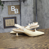 A New Day Pearl Slingback Heels with Pointed Toe 92611221 Ivory Off White 6M