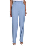Calvin Klein Womens Faux-Denim Mid Rise Wide-Leg Pants Light Indigo Blue 4