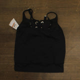 Michael Michael Kors Womens Lace Up Blouson Grommet Swim Tankini Top Black M