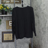 Denim & Co. Womens Perfect Jersey Sequin Heart Round Neck Top Shirt Black XL