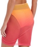 Bar III Club Ombre Shirred Front Mesh Skirt Cover-up Punch It Up Pink Multi S