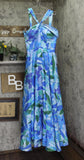 Taylor Womens Twisted Halter Printed Gown Dress 9185S Sapphire Blue 14