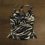 Anne Cole Draped Front Underwire Swim Tankini Top Palm Chic Black Multi 34DD/36D