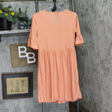 Ny Collection Womens Petites Textured V-Neck Shift Dress Tawny Orange PM