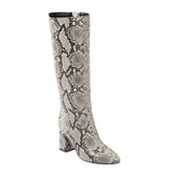 A New Day Knee-High Block Heel Boots with Memory Foam Cream Snake Print Brown 7M