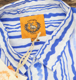 Coniglio Palm Beach Linen Blend Short Sleeve Shirt Wiggle Blue