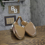 Naturalizer Alicia Block Heeled Sandal Faux Leather Silver Sand Gray Brown 8W