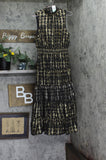 MSK Petite Sleeveless Tiered Mock Neck Metallic Maxi Dress Black / Gold LP