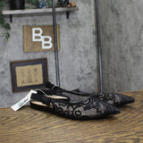 A New Day London Lace Slingback Bow Flats 94303527 Black 9M