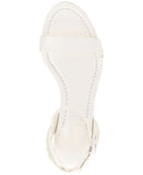 On 34th Womens Pathina Scalloped Sandals Block Heel White Smooth 8.5M