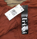 Trixxi Juniors Square-Neck Tie-Strap Fit Flare Mini Dress Brown Orange S