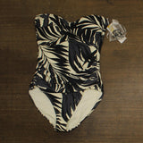 Anne Cole Front Shirred Bandeau One-Piece Swimsuit Palm Chic Black Multi 14