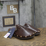 Universal Thread Studded Clog Mule Flat with Buckle 94303782 Brown 6.5M
