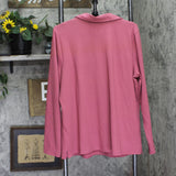 Denim & Co. Heavenly Jersey Collared Long Sleeve Pullover Top Rose Pink L