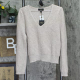 Charter Club Long Sleeve V Neck Cashmere Sweater Pearl Taupe Heather Brown XL