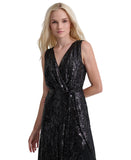 DKNY Womens Sequinned Pleated Tie-Waist Evening Gown ED4GZ398 Black 16