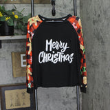 cheibear Long Sleeve Merry Christmas Holiday Pajama Lounge Set Black / Red M