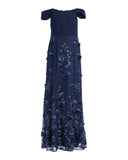 Aidan Mattox by Adrianna Papell  Embroidery Mermaid Gown Dress Navy Blue 10
