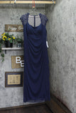 X By Xscape Plus Size Ruched Lace Gown Dress XC121W Navy Blue 18W