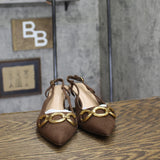 A New Day Tabitha Oversized Chain Slingback Heels 94305248 Brown 8.5M