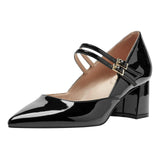 Bandolino Block Heel Mary Jane Pumps with Double Straps BNSMITH3 Black 7M
