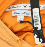 White Mark Hoodie Kangaroo Pocket V Neck Knit Sweatshirt Dress Orange L
