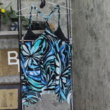 Coco Reef Racerback Hankerchief Hem Tankini Swim Top Black / Multi 38DD