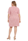London Times Womens Surplice Faux Wrap Houndstooth Dress T7764M Pink Multi 8