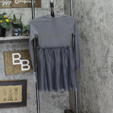 Cat & Jack Girls Long Sleeve Rib Tulle Dress 91383096 Charcoal Gray M