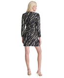 DKNY Womens Round-Neck Long-Sleeve Side Knot Mini Dress Black / Parchment 4
