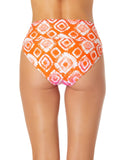 Anne Cole High Waist Soft Band Bikini Bottom Tie Dye Foulard Orange Multi M