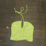 Wild Fable Women's Lace-Up Front Versatile Tiny Halter Top 84660376 Lime Green M