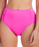 Bleu By Rod Beattie Side Shirred High-Waist Bikini Bottoms Dahlia Pink 8