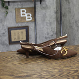 A New Day Womens Tabitha Oversized Chain Sling Back Heels 94305247 Brown 8M