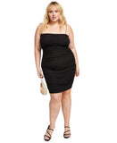 B Darlin Trendy Plus Bungee-Strap Sparkle Square-Neck Bodycon Dress Black 16W
