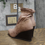 Journee Collection Women's Hepburn Wedge Bootie Shoes Taupe Brown 8M