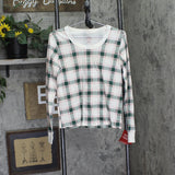 Wondershop Womens Plaid Ribbed Long Sleeve Holiday Pajama Shirt Green Multi S